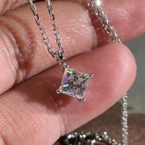 NEW 2 CARAT PRINCESS CUT SOLITAIRE NECKLACE